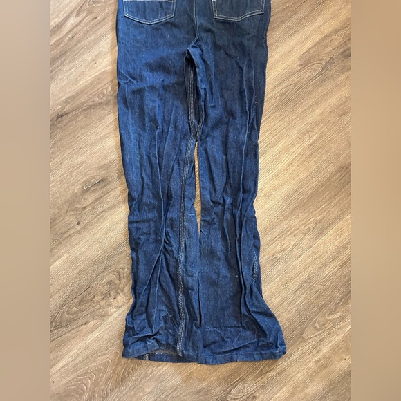 Liberty Bib Overalls Youth 16 Regular Blue Denim Adjustable Straps Green Trim - Picture 15 of 15